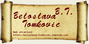 Beloslava Tomković vizit kartica